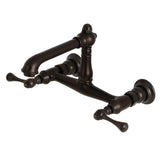 English Country Double-Handle 2-Hole Wall Mount Bathroom Faucet