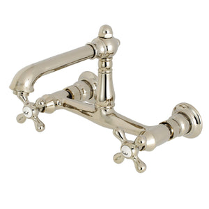 English Country Double-Handle 2-Hole Wall Mount Bathroom Faucet