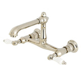 English Country Double-Handle 2-Hole Wall Mount Bathroom Faucet