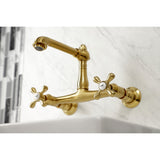 English Country Two-Handle 2-Hole Wall Mount Bathroom Faucet