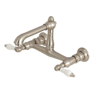 English Country Double-Handle 2-Hole Wall Mount Bathroom Faucet