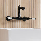 English Country Two-Handle 2-Hole Wall Mount Bathroom Faucet