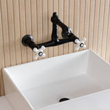 English Country Two-Handle 2-Hole Wall Mount Bathroom Faucet