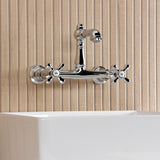 English Country Two-Handle 2-Hole Wall Mount Bathroom Faucet