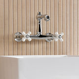 English Country Two-Handle 2-Hole Wall Mount Bathroom Faucet