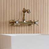 English Country Two-Handle 2-Hole Wall Mount Bathroom Faucet