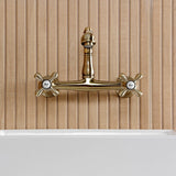 English Country Two-Handle 2-Hole Wall Mount Bathroom Faucet