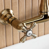 English Country Two-Handle 2-Hole Wall Mount Bathroom Faucet