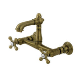 English Country Two-Handle 2-Hole Wall Mount Bathroom Faucet