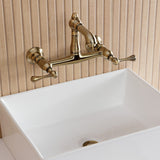 English Country Two-Handle 2-Hole Wall Mount Bathroom Faucet