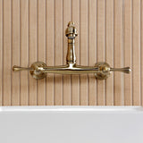 English Country Two-Handle 2-Hole Wall Mount Bathroom Faucet