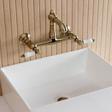 English Country Two-Handle 2-Hole Wall Mount Bathroom Faucet