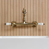 English Country Two-Handle 2-Hole Wall Mount Bathroom Faucet