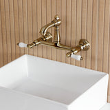 English Country Two-Handle 2-Hole Wall Mount Bathroom Faucet