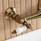 English Country Two-Handle 2-Hole Wall Mount Bathroom Faucet