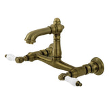 English Country Two-Handle 2-Hole Wall Mount Bathroom Faucet