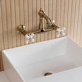 English Country Two-Handle 2-Hole Wall Mount Bathroom Faucet