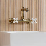 English Country Two-Handle 2-Hole Wall Mount Bathroom Faucet