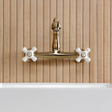 English Country Two-Handle 2-Hole Wall Mount Bathroom Faucet