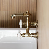 English Country Two-Handle 2-Hole Wall Mount Bathroom Faucet