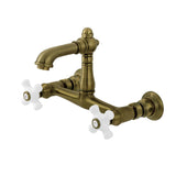 English Country Two-Handle 2-Hole Wall Mount Bathroom Faucet