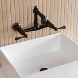 English Country Two-Handle 2-Hole Wall Mount Bathroom Faucet