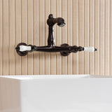 English Country Two-Handle 2-Hole Wall Mount Bathroom Faucet