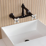 English Country Two-Handle 2-Hole Wall Mount Bathroom Faucet