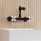 English Country Two-Handle 2-Hole Wall Mount Bathroom Faucet