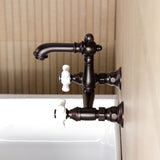 English Country Two-Handle 2-Hole Wall Mount Bathroom Faucet