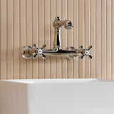 English Country Two-Handle 2-Hole Wall Mount Bathroom Faucet