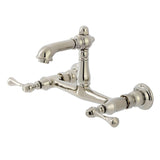 English Country Two-Handle 2-Hole Wall Mount Bathroom Faucet