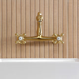 English Country Two-Handle 2-Hole Wall Mount Bathroom Faucet