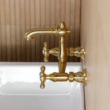 English Country Two-Handle 2-Hole Wall Mount Bathroom Faucet