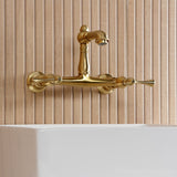 English Country Two-Handle 2-Hole Wall Mount Bathroom Faucet