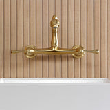 English Country Two-Handle 2-Hole Wall Mount Bathroom Faucet