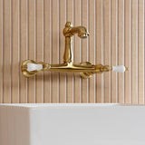 English Country Two-Handle 2-Hole Wall Mount Bathroom Faucet