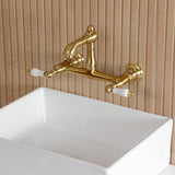 English Country Two-Handle 2-Hole Wall Mount Bathroom Faucet