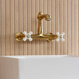 English Country Two-Handle 2-Hole Wall Mount Bathroom Faucet