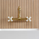 English Country Two-Handle 2-Hole Wall Mount Bathroom Faucet