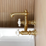 English Country Two-Handle 2-Hole Wall Mount Bathroom Faucet