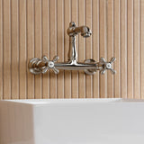 English Country Two-Handle 2-Hole Wall Mount Bathroom Faucet