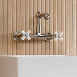 English Country Two-Handle 2-Hole Wall Mount Bathroom Faucet