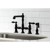 Duchess Two-Handle 4-Hole Deck Mount Bridge Kitchen Faucet with Brass Side Sprayer