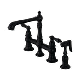 Duchess Two-Handle 4-Hole Deck Mount Bridge Kitchen Faucet with Brass Side Sprayer