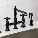 Duchess Two-Handle 4-Hole Deck Mount Bridge Kitchen Faucet with Brass Side Sprayer