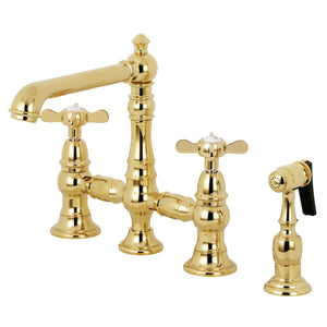 Essex Two-Handle 4-Hole Deck Mount Bridge Kitchen Faucet with Brass Side Sprayer