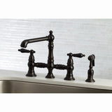 Duchess Two-Handle 4-Hole Deck Mount Bridge Kitchen Faucet with Brass Side Sprayer