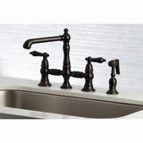 Duchess Two-Handle 4-Hole Deck Mount Bridge Kitchen Faucet with Brass Side Sprayer