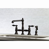 Duchess Two-Handle 4-Hole Deck Mount Bridge Kitchen Faucet with Brass Side Sprayer